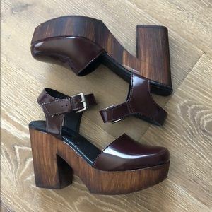 Topshop burgundy platform clogs